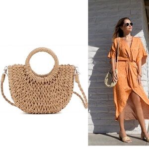 Rattan Mini Semi-Circle Crossbody/Shoulder Bag
